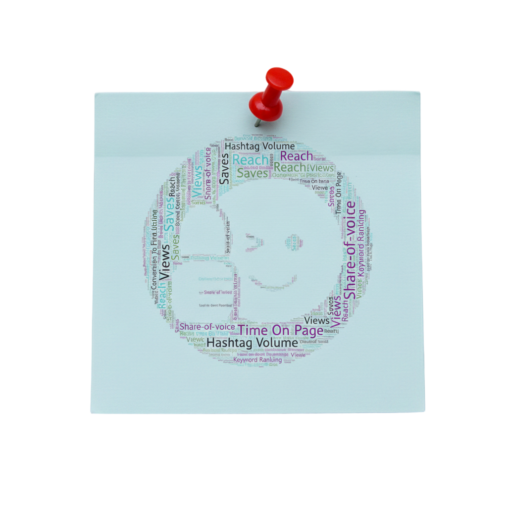 Smiley wordcloud post-it